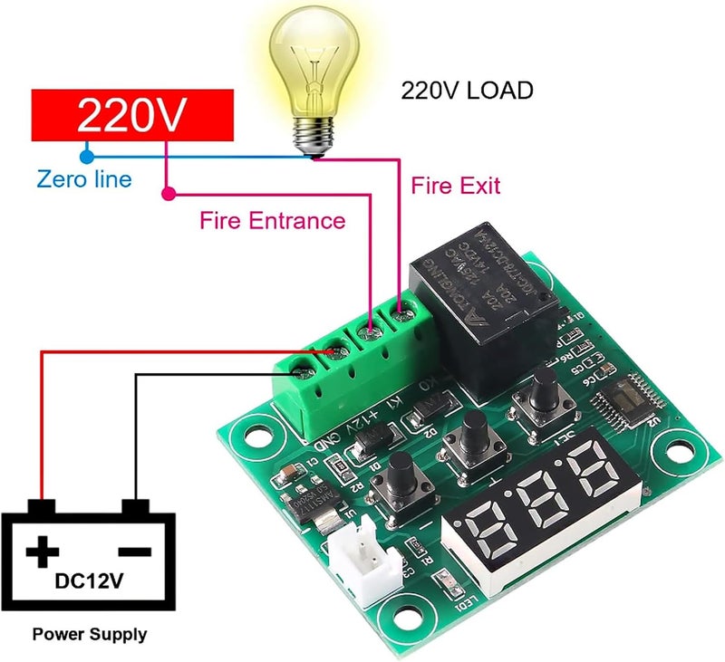 AEDIKO W1209 DC 12V Digital Temperature Controller Board Blue Digital Display Thermostat -50-110°C Electronic Temperature Temp Control Module Switch with Waterproof Case (1pc Red) - Image 3
